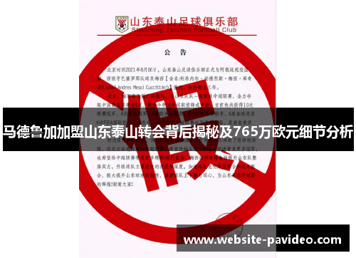 马德鲁加加盟山东泰山转会背后揭秘及765万欧元细节分析